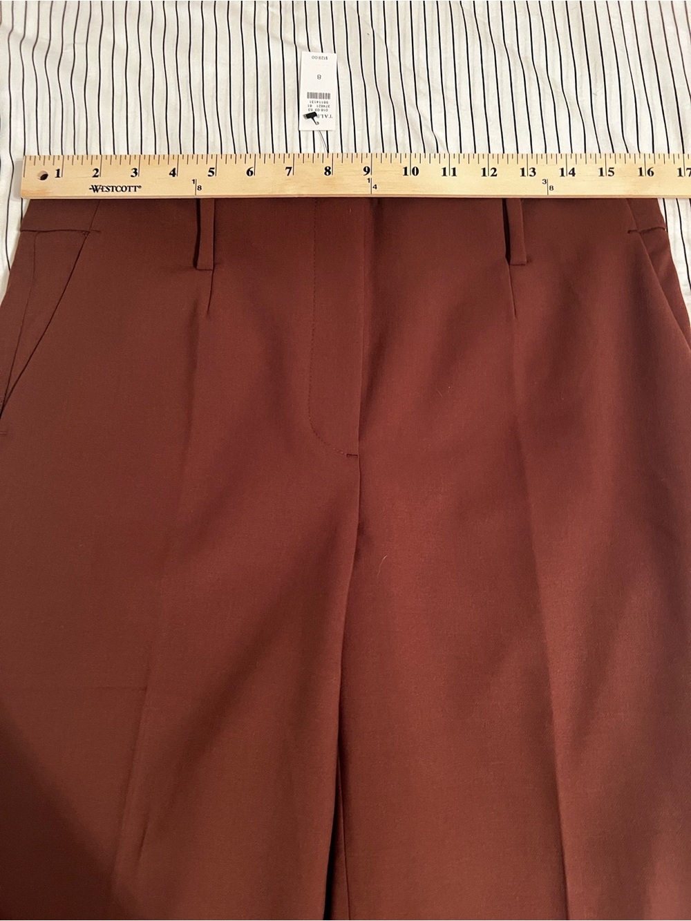 NWT Talbots Southampton Chocolate Brown Straight Leg Mid Rise Trousers, Size 8 - Picture 8 of 10